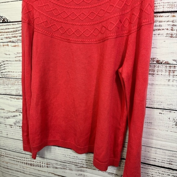 Talbots knit textured size x large pink cotton long sleeve crew neck sweater - Picture 3 of 7